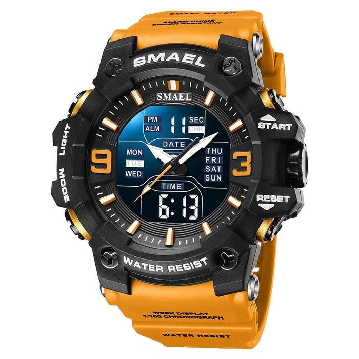 Men Watch Sport Waterproof Led Light Alarm Clock Dual Time