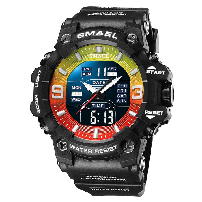 Men Watch Sport Waterproof Led Light Alarm Clock Dual Time