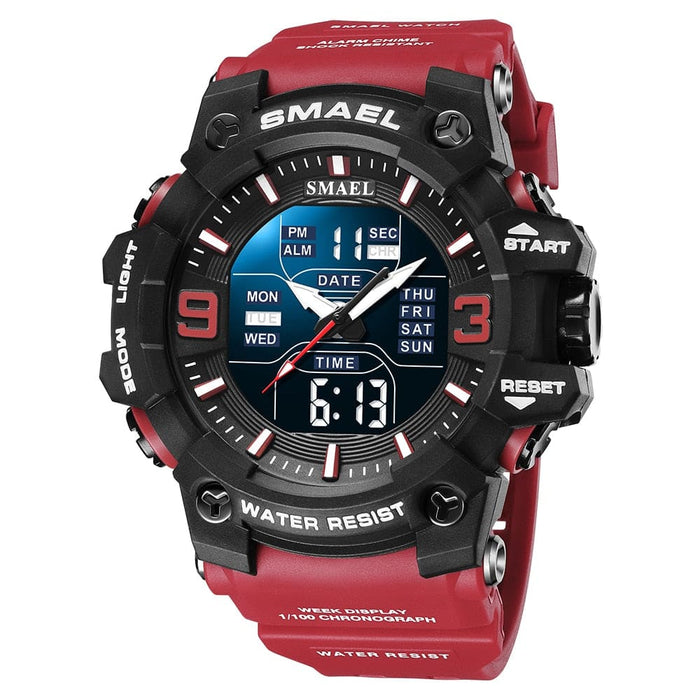 Men Watch Sport Waterproof Led Light Alarm Clock Dual Time