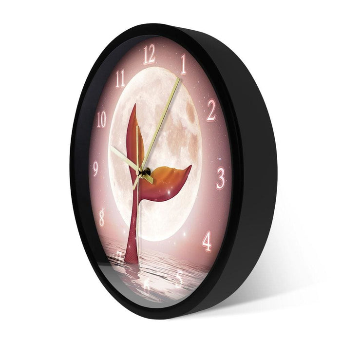 Mermaid With The Moonlight Wall Clock Princess Ariel Tail