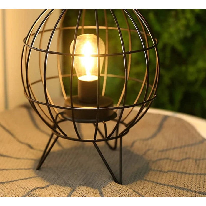 Metal Cage Black Table Lamp For Bedroom