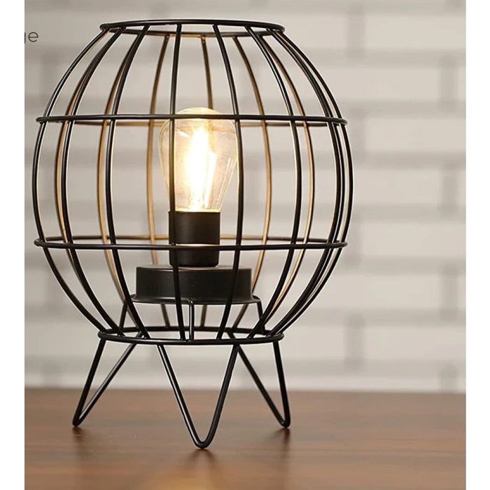 Metal Cage Black Table Lamp For Bedroom