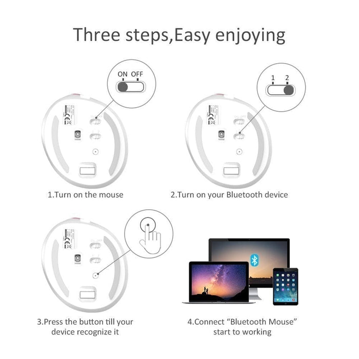 Mini Bt + usb Wireless Silent Click Vertical Mouse