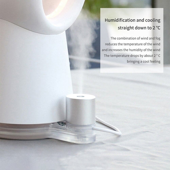 Mini Cooling Fan Bladeless Mist Humidifier With Led Light-