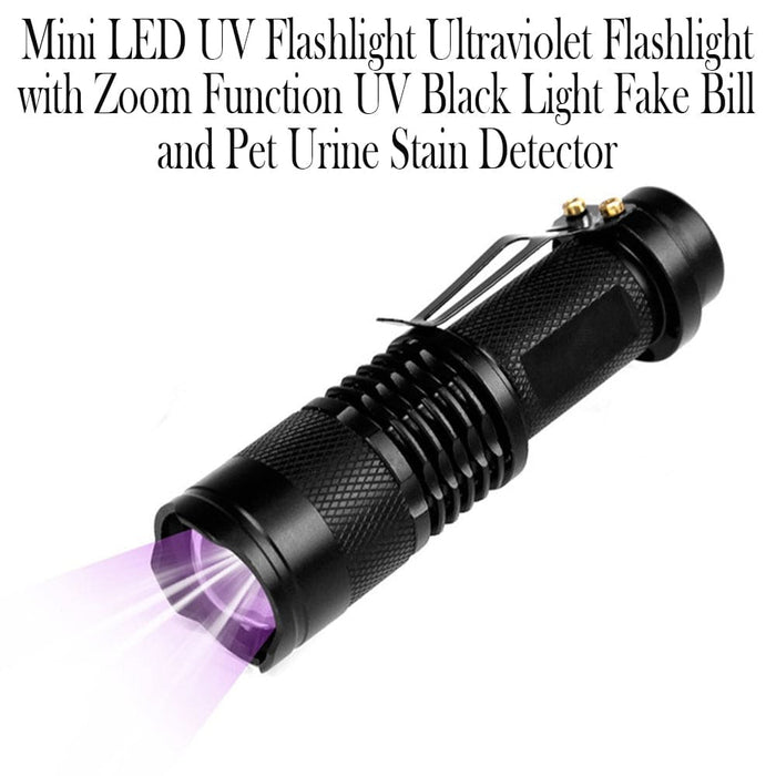 Vibe Geeks Mini Led Zoomable Uv Flashlight Ultraviolet