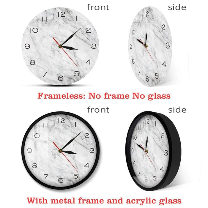 Modern Design White Grey Marble Texture Print Wall Clock