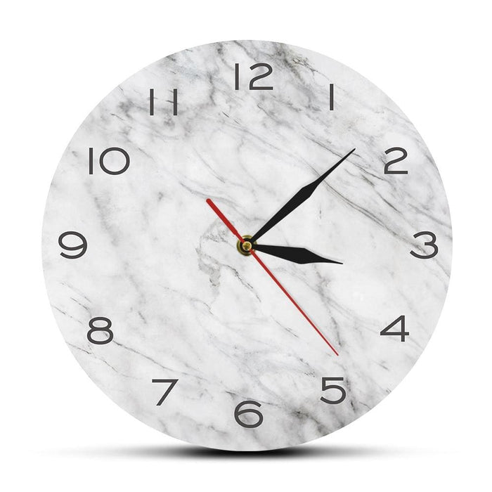 Modern Design White Grey Marble Texture Print Wall Clock