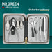 Mr.green Manicure Set With Morandi Grey Top-grade Full Grain