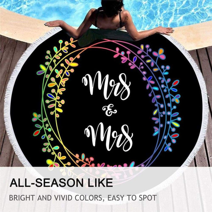 Mr And Mrs Round Beach Towel