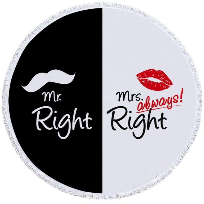 Mr And Mrs Round Beach Towel