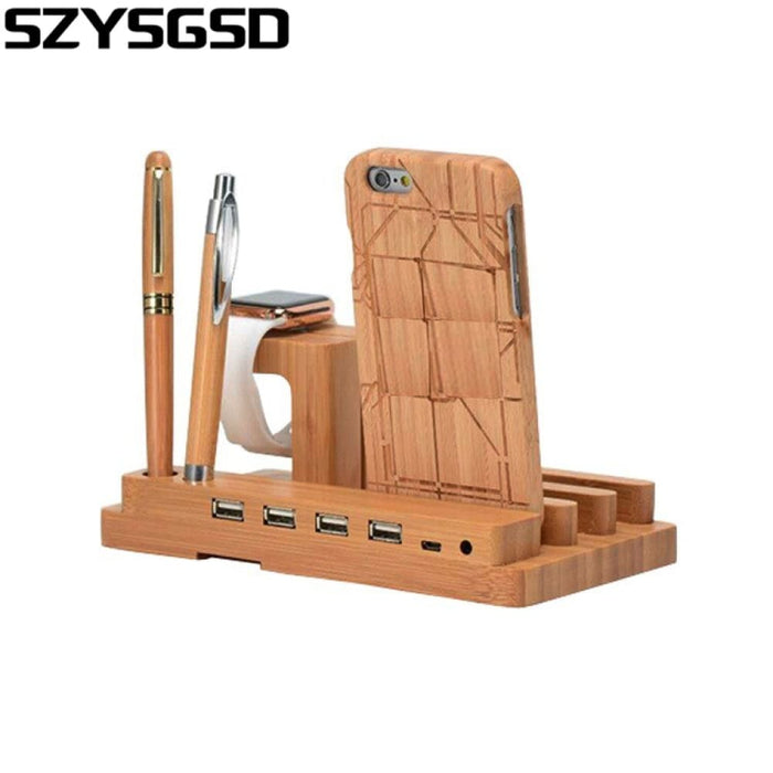 Multi-functional Wood Bamboo Universal Charging Stand