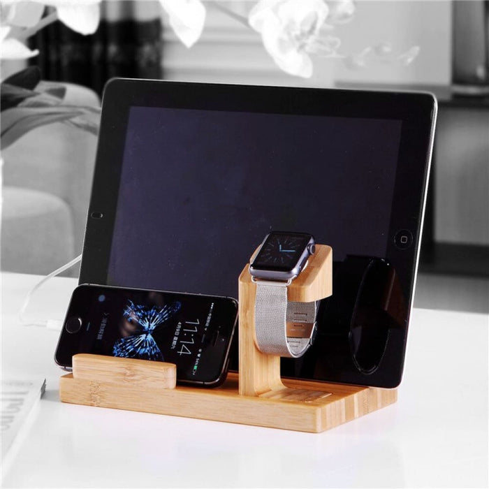 Multi-functional Wood Bamboo Universal Charging Stand