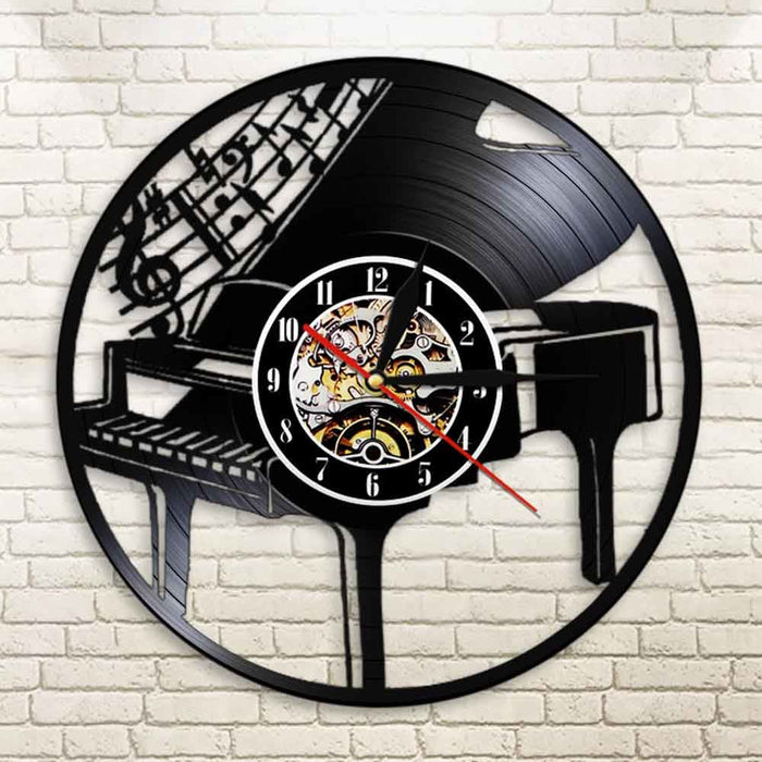 Musical Instrument Piano Led Vinyl Record Wall Clock Notes