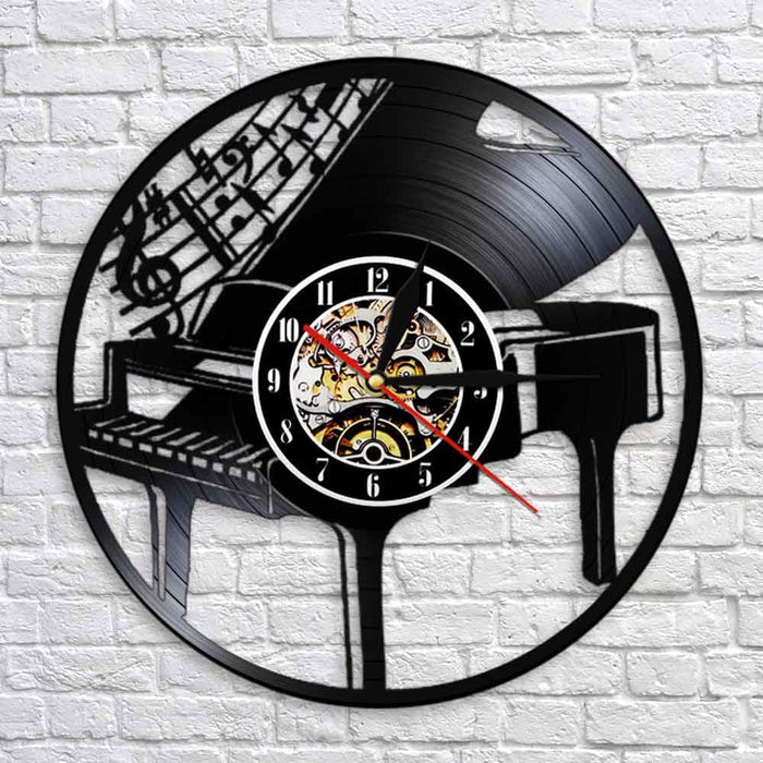 Musical Instrument Piano Led Vinyl Record Wall Clock Notes