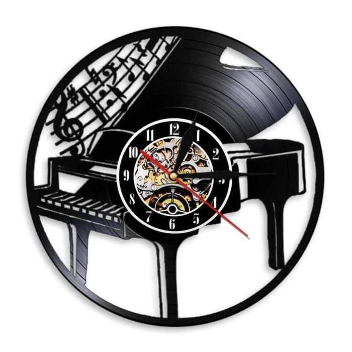 Musical Instrument Piano Led Vinyl Record Wall Clock Notes