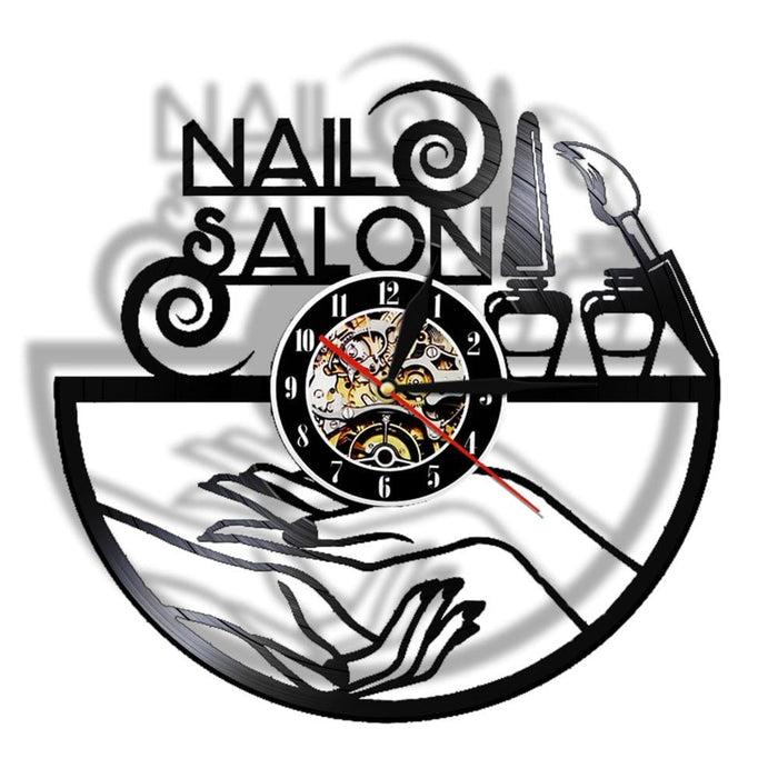 Nail Salon Vinyl Record Led Wall Clock Beauty Decor