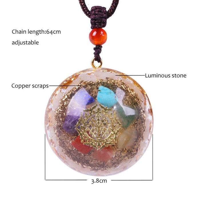 Natural 7 Chakra Orgone Pendant Crystal Healing Necklace