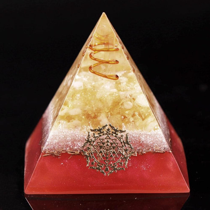 Natural Citrine Orgone Pyramid Energy Generator Reiki