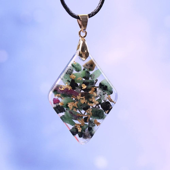 Natural Epidote Reiki Orgonite Pendant Necklace Boutique