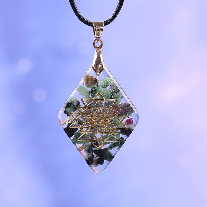 Natural Epidote Reiki Orgonite Pendant Necklace Boutique