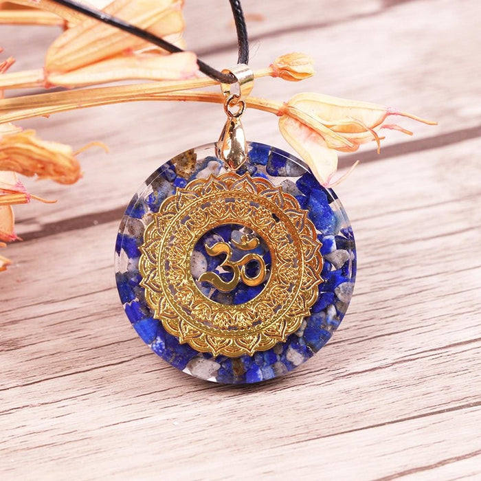 Natural Lapis Lazuli Necklace Orgonite Pendant Energy