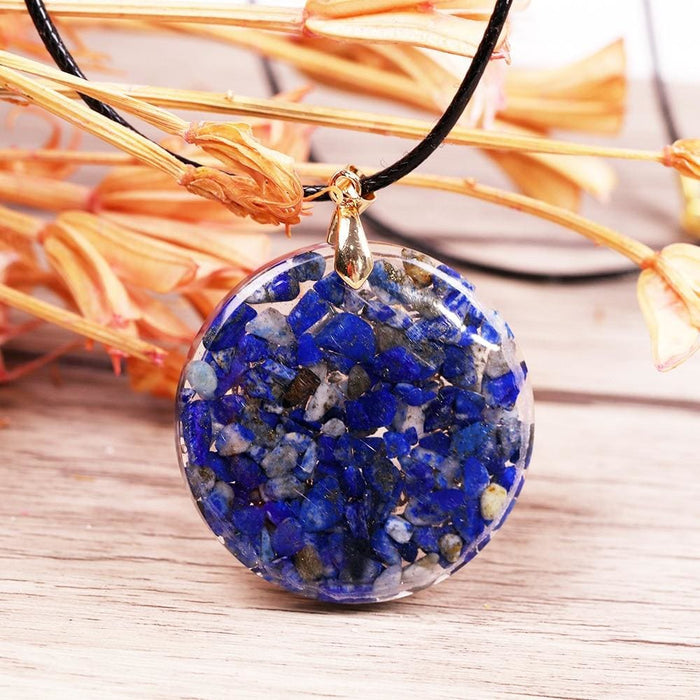 Natural Lapis Lazuli Necklace Orgonite Pendant Energy