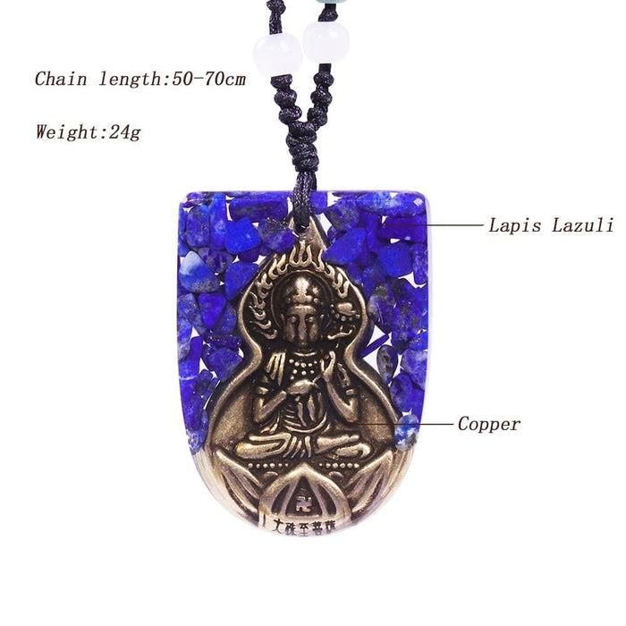 Natural Lapis Lazuli Orgonite Pendant Buddha Necklace