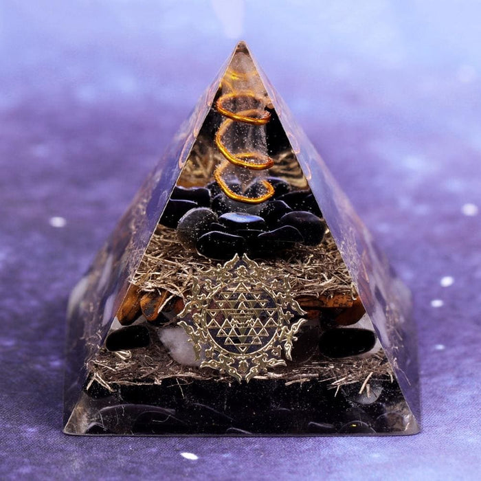 Natural Obsidian Orgone Pyramid Reiki Healing Metaphysical