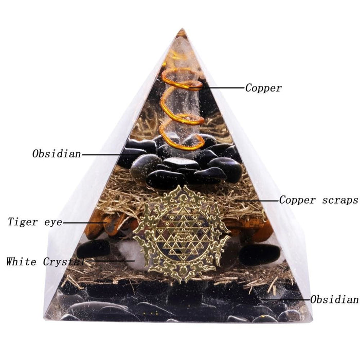 Natural Obsidian Orgone Pyramid Reiki Healing Metaphysical