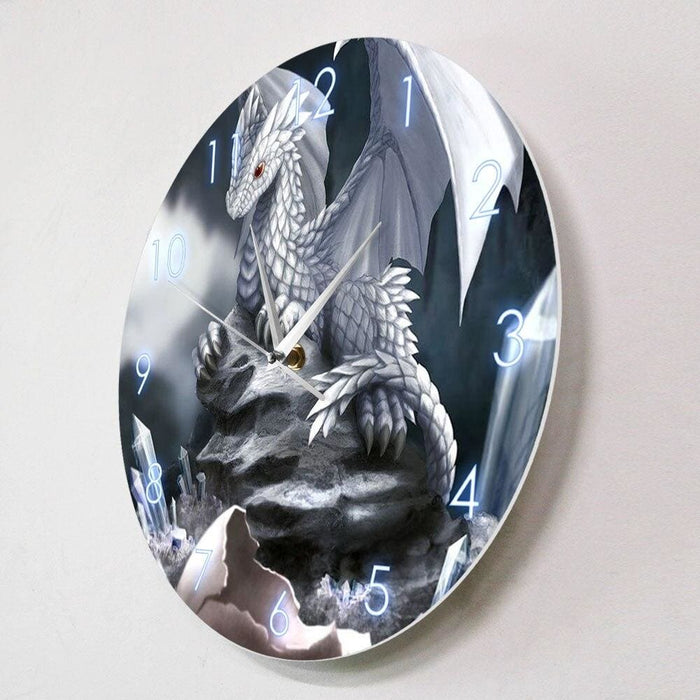 Newborn Baby Ice Dragon Egg Hatching Wall Art Modern Clock