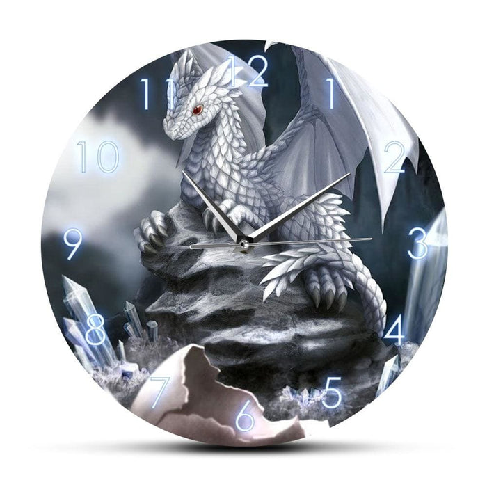 Newborn Baby Ice Dragon Egg Hatching Wall Art Modern Clock