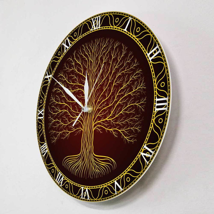 Nordic Sacred Symbol Druidic Yggdrasil Tree Wall Clock