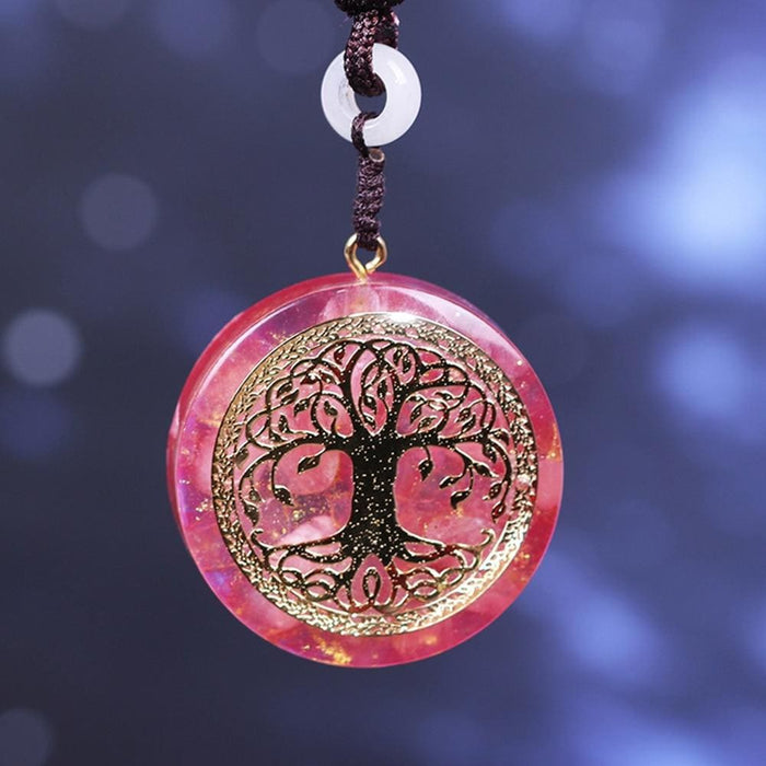 Orgone Pendant Tree Of Life Energy Orgonite Necklace Pink