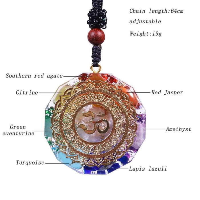 Orgonite Pendant Om Symbol Necklace Chakra Healing Energy