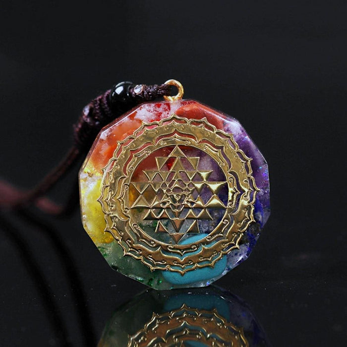 Orgonite Pendant Sri Yantra Necklace Sacred Geometry Chakra