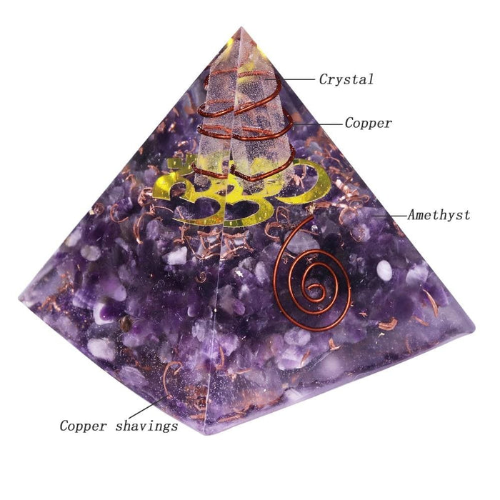 Orgonite Pyramid Natural Amethyst Yoga Energy Decoration