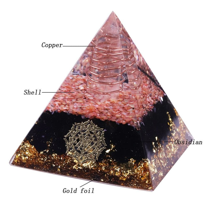 Orgonite Pyramid With Obsidian Stone Energy Healing Chakra