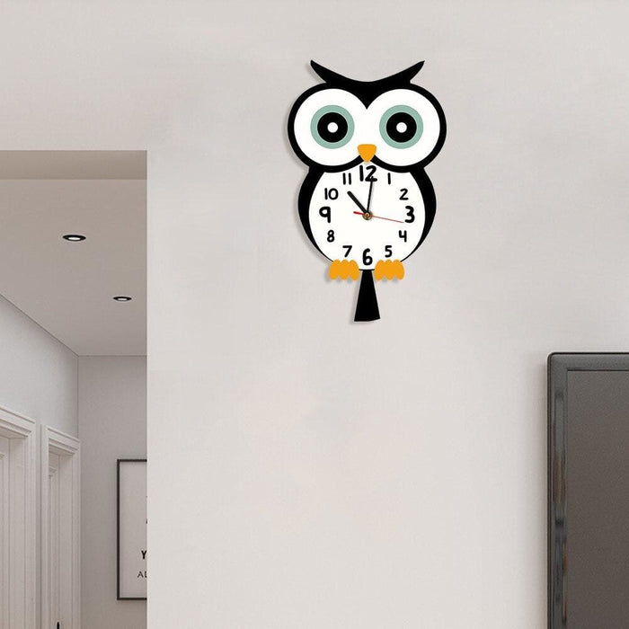 Owl Cartoon Print Wall Clock