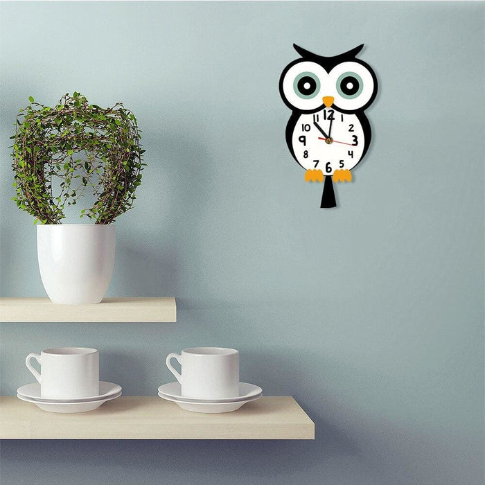 Owl Cartoon Print Wall Clock