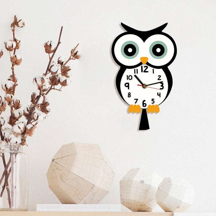 Owl Cartoon Print Wall Clock