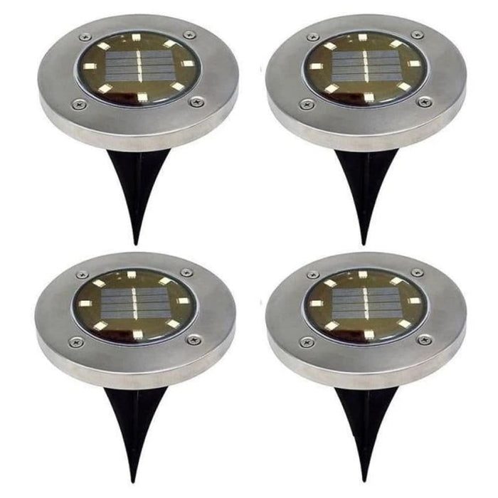 Pack Of 4 Solar Powered Led Outdoor Ground Lights