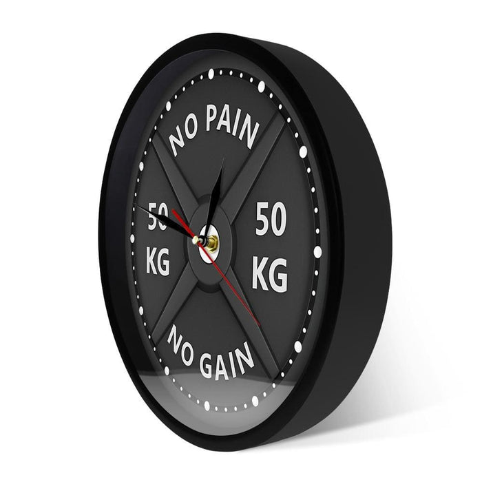 No Pain No Gain 50kg Barbell 3d Modern Wall Clock Weight