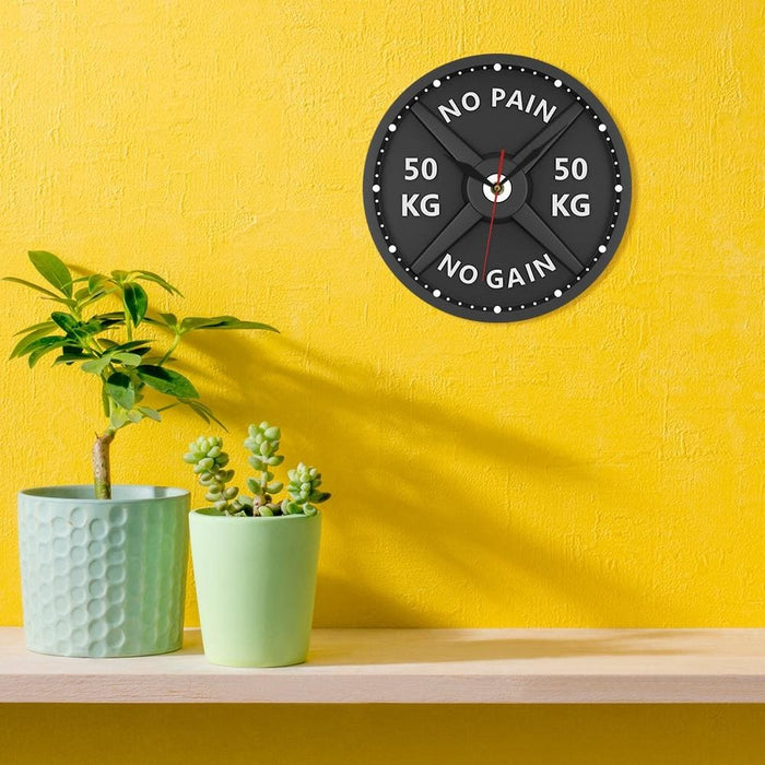 No Pain No Gain 50kg Barbell 3d Modern Wall Clock Weight