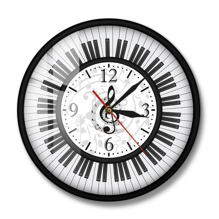 Piano Keyboard Treble Clef Wall Art Modern Clock Musical