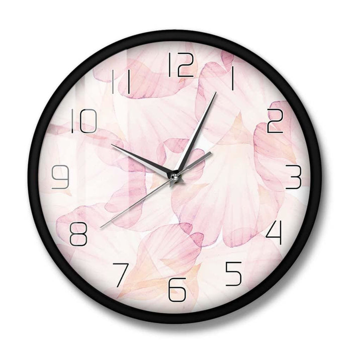 Pink Flower Petal Modern Design Wall Clock Girl Nursery Boho