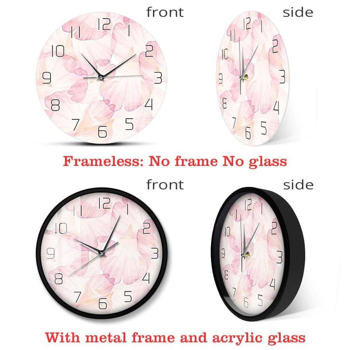 Pink Flower Petal Modern Design Wall Clock Girl Nursery Boho