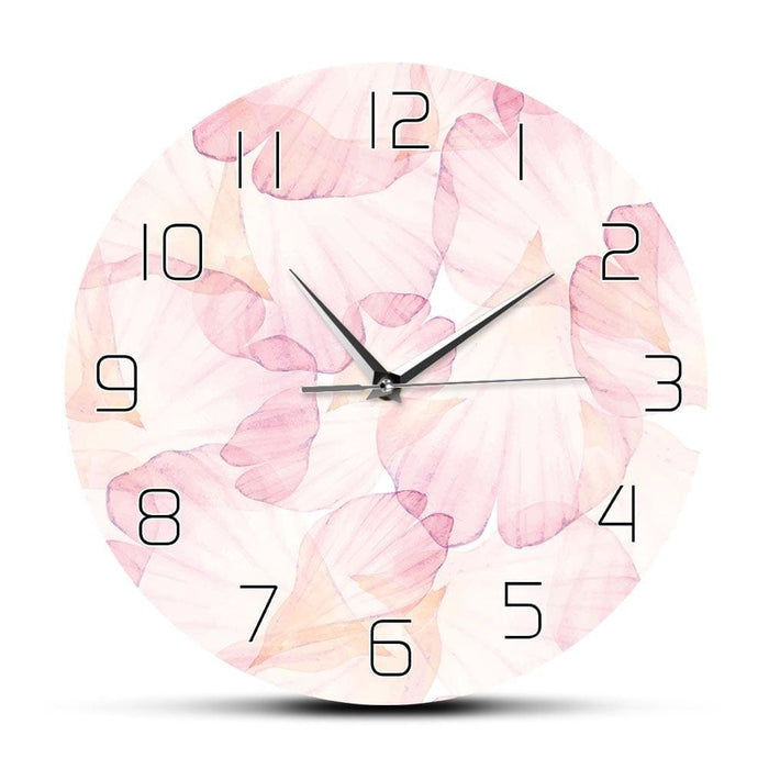 Pink Flower Petal Modern Design Wall Clock Girl Nursery Boho