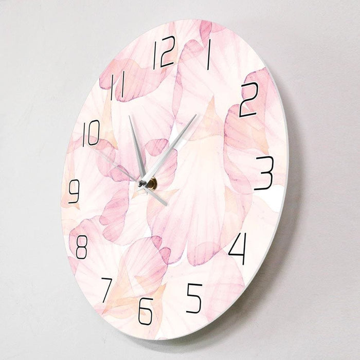 Pink Flower Petal Modern Design Wall Clock Girl Nursery Boho