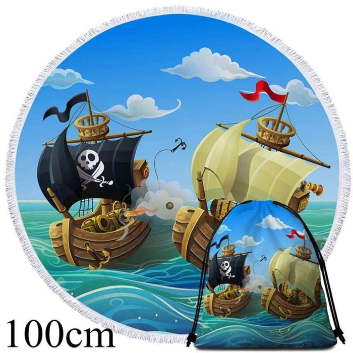 Pirate beach Round Towel