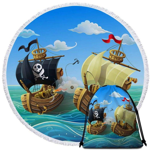 Pirate beach Round Towel